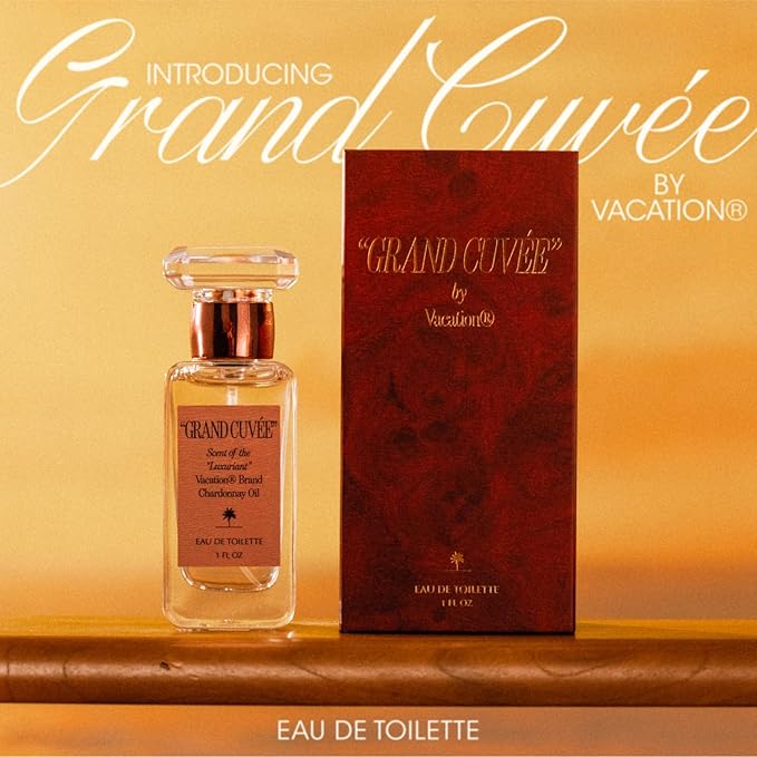 VACATION “GRAND CUVÉE” Eau de Toilette Sunscreen, Amber Vanilla Perfume for Women & Men, Unisex Summer Scent with Argan, Peach, Cedarwood & Vanilla Bean, 1 Fl. Oz.-Velvo Beauty