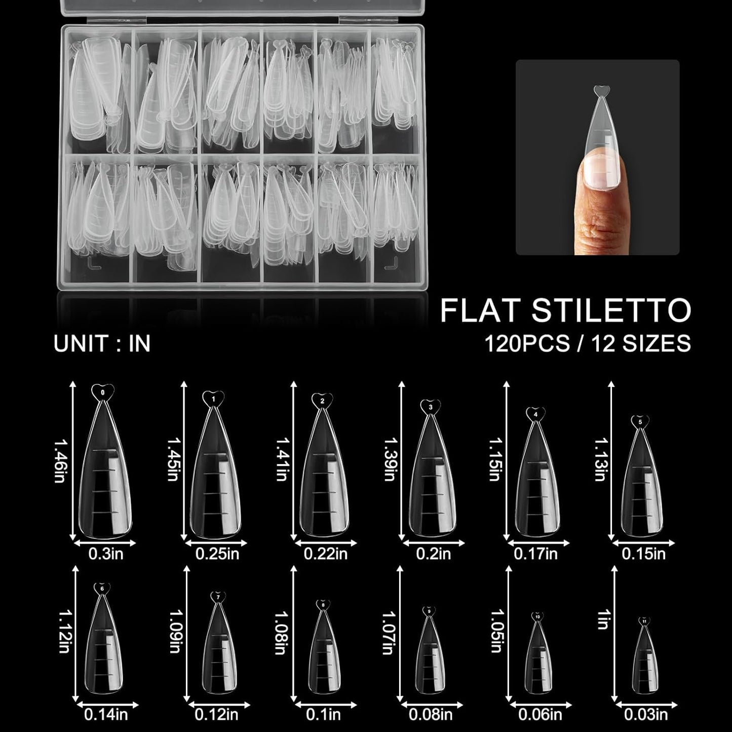 120Pcs Dual Nail Forms,Flat Stiletto Extension Poly Nail Gel Nail Forms Full Cover Reusable Nail Molds 12 Sizes for Solid Nail Gel Glue Nail Art Design Salon&DIY-Velvo Beauty