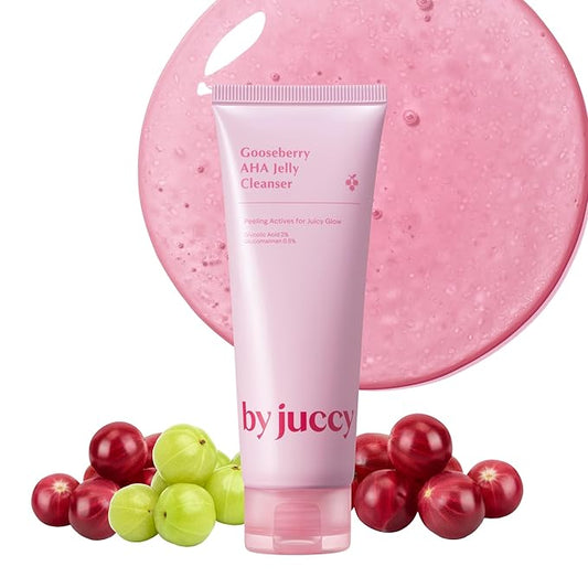 By Juccy Gooseberry AHA Jelly Cleanser | Gentle & Hydrating | Low PH | Glycolic Acid, Indian Gooseberry, Sea Buckthorn | Exfoliates Dead Skin CellsㅣKorean Face Wash | Korean Skin Care | 4.05 Fl.oz-Velvo Beauty