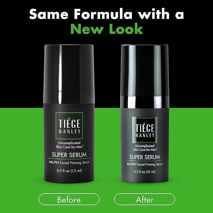 Tiege Hanley Anti-Aging Face Serum, SUPER SERUM (2-Pack) - Skin Tightening Facial Serum for Men - Mens Serum For Face with Sodium Hyaluronate & Retinyl Palmitate for Smoother & Tighter Skin, 0.5 Fl Oz-Velvo Beauty