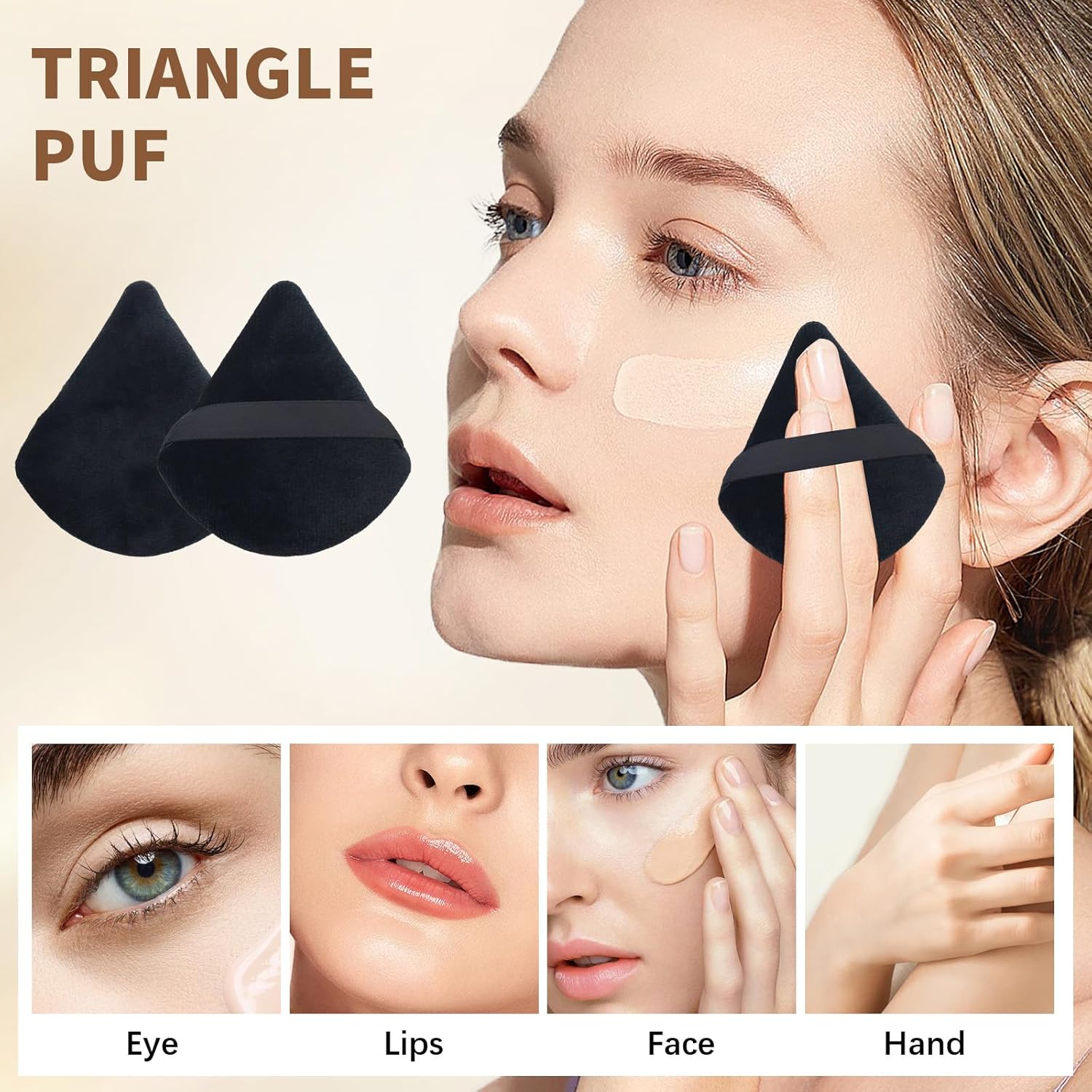 Triangle Makeup Powder Puff, 60pcs Setting Powder Puffs, This Cosmetic Wedges For Face, Under Eyes And Neck, Velvet Material-Velvo Beauty