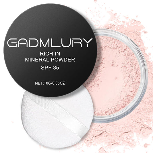 Mineral Setting Powder, SPF 35, Sunscreen Pink Face Loose Blurring FinishingPowder, Sheer Coverage, Weightless and Oil Control. Extend Base Makeup (#04 Pink Setting Makeup)-Velvo Beauty