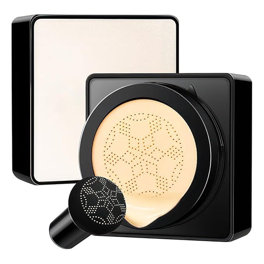 Air Cushion CC Cream Mushroom Head, Soothing Full Coverage Concealer CC Cream with Mushroom Makeup Sponge for Flawless Face Makeup (Buff Beige)-Velvo Beauty