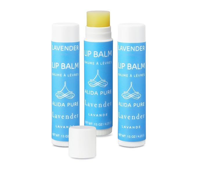 Lavender Lip Balm, Cruelty Free, Vegan Lip Balm Set, Beeswax Free, with Avocado Oil, Organic Jojoba Oil, and Vitamin E, Natural Moisturizer for Dry, Chapped, or Cracked Lips, 3 Tube Set-Velvo Beauty