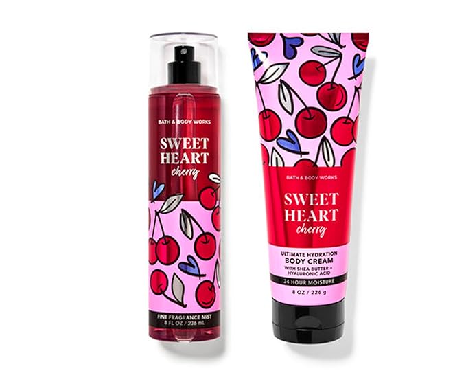 BBW - Bath and Body - SweetHeart Cherry - 2 pc Bundle - Duo - Fine Fragrance Mist 8 oz. ULtimate Hydration Body Cream 8 oz. - 2 Piece Set-Velvo Beauty