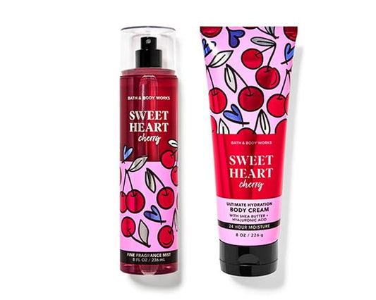 BBW - Bath and Body - SweetHeart Cherry - 2 pc Bundle - Duo - Fine Fragrance Mist 8 oz. ULtimate Hydration Body Cream 8 oz. - 2 Piece Set-Velvo Beauty