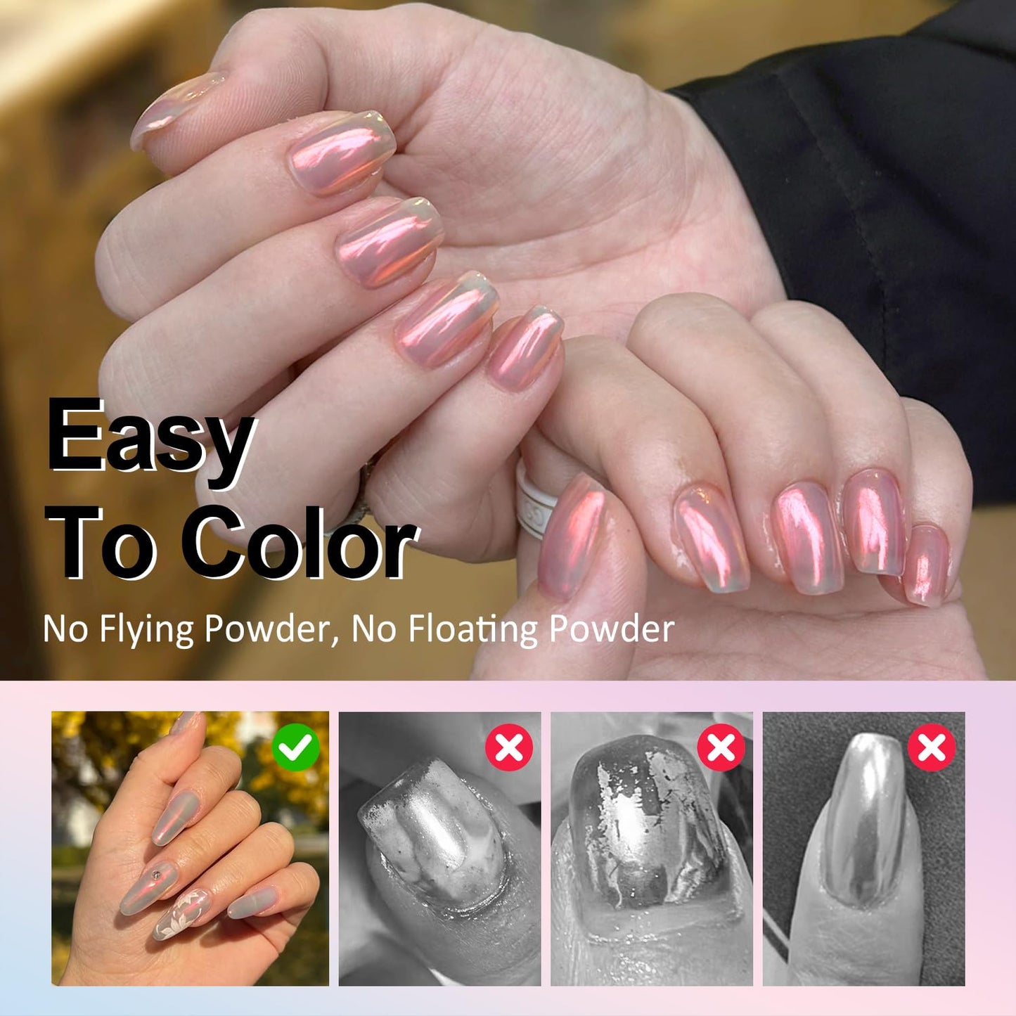 Upgrade Orange Chrome Nail Powde: 1Pcs Glazed Magic Mermaid White Chrome Nail powder,Aurora Metallic Effect Pearl Chrome Nail Powder Pigment for Design Home Nail Art Decoration DIY-Velvo Beauty