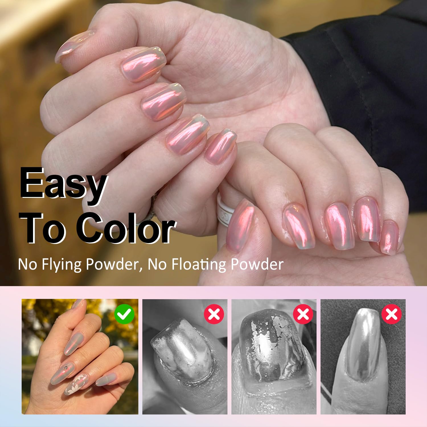 Upgrade Orange Chrome Nail Powde: 1Pcs Glazed Magic Mermaid White Chrome Nail powder,Aurora Metallic Effect Pearl Chrome Nail Powder Pigment for Design Home Nail Art Decoration DIY-Velvo Beauty