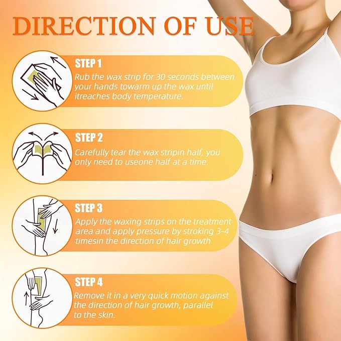 Wax Strips for Hair Removal, Waxing Kit For Women, 60 Pcs - 40 Body Wax Strips, 20 Pcs for Face, 6 Cleansing Oil Towelettes Suitable for Face/Legs/Underarms/Bikini-Velvo Beauty