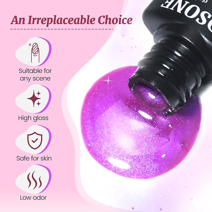 JODSONE 20 Glitter Color Gel Nail Polish Kit 3 Bottles of No Wipe Base Coat Glossy and Matte Top Coat Gel Polish Set High Shine Gorgeous-Velvo Beauty