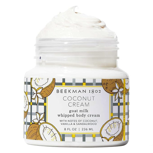 Beekman 1802 Coconut Cream Whipped Body Cream - Scented - 8 oz - Moisturizes, Soothes & Softens - With Coconut Oil & Mango Seed Butter - Microbiome Friendly - No Irritation - Good for Sensitive Skin-Velvo Beauty