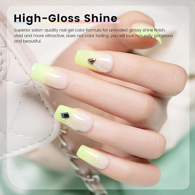 RARJSM Pastel Stained Glass Gel Nail Polish Set 6pcs Clear Orange Yellow Blue Pink Purple Crytal Transparent Jelly Series Sheer Amber Gel Varnish LED UV Curing Requires Spring Easter French Manicure-Velvo Beauty