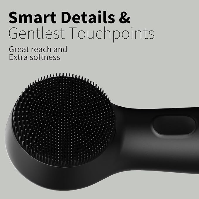 Silicone Face Scrubber, NågraCoola CLIE 2.0 Facial Cleansing Brush, Rechargeable, Waterproof Face Scrub Brush for Cleansing, Exfoliating, Massaging, Electric Facial Exfoliator for Women & Men - Black-Velvo Beauty