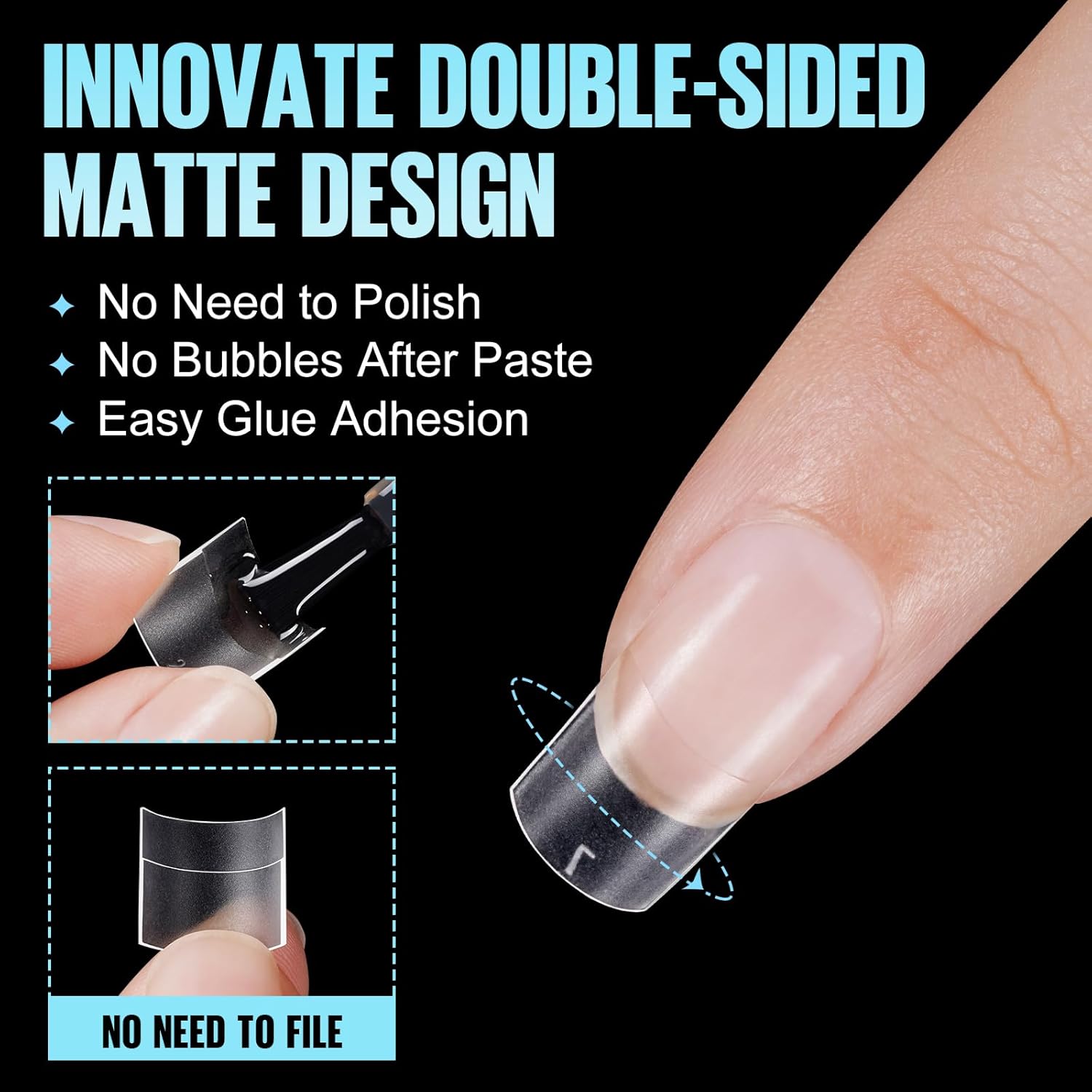 TOMICCA Short Square Nail Tips, Acrylic Half Cover Nail Tips, 10 Sizes Full Matte Gel No C Curve, Nail Extension Tips for Beginner and Professional 240Pcs-Velvo Beauty