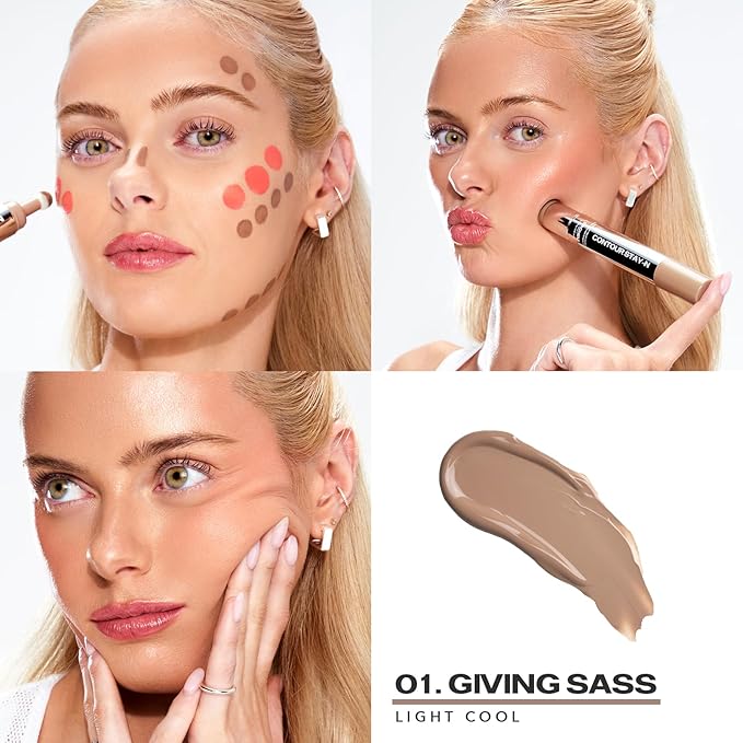 Sacheu Liquid Contour STAY-N Long Wear Cream Contour Makeup — Long Lasting, Blendable, & Lightweight Formula — Vegan & Cruelty-free, Giving Sass-Velvo Beauty