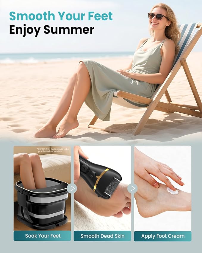 Electric Foot Callus Remover with 10000 RPM Motor and 3-Speed Settings, Foot File Kit with LED Light and Display for Women’s Home Pedicure, Waterproof Foot Grinder with Type-C Charging-Velvo Beauty