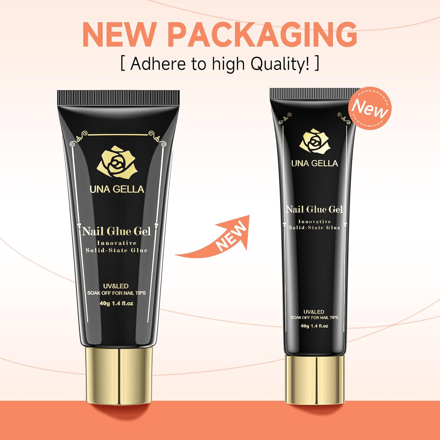 UNA GELLA Gel Nail Glue, Solid Nails Gl ue Gel 40ml Lamp Curing Needed Soak Off G LUE Strong Nail G LUE G el for Acrylic Fake Nails Tips Extension Press On Nails for Gelly Tips-Velvo Beauty