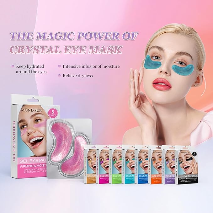 Premium Under Eye Patches, Gel Eye Patches Hydrating & Refresh for Puffy Eyes, Under Eye Bags & Dark Circles, Natural Collagen Eye Gels Pads, Crystal Anti-Aging Eye Mask (Light blue)-Velvo Beauty