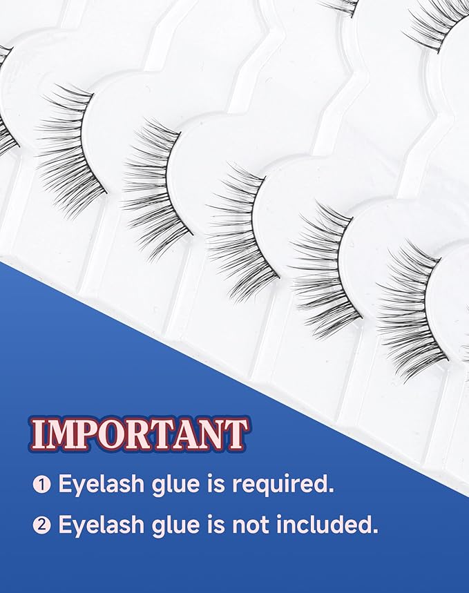 3/4 Lashes Half Natural Wispy Eyelashes Flared Corner Eyelashes False CatEye Lash Half Small Eyelash 7 Pairs D47-Velvo Beauty