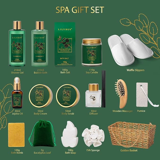 18-Piece Luxury Spa Gift Basket Set for Fathers Day Bath & Body Care Kit for Women & Men Perfect Gift for Christmas Mother's Day Birthday with Shower Gel & More Great for Holidays & Special Occasions-Velvo Beauty