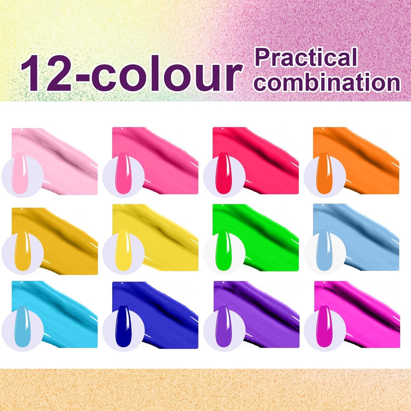 Gradient Painting Gel,12 Ombre Gel Nail Polish Kit with 100Pcs Nail Sponges & Tweezers Bright Color for Pigment Pat Nails French Manicure, Long-lasting Palette Mojito Sunrise Canvas-Velvo Beauty