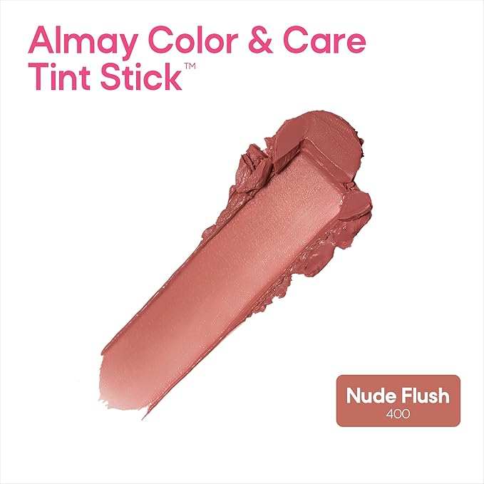 Almay Lip and Cheek Tint, Color & Care Tint Stick, Multi-Use Moisturizing Blush and Lip Color, Dewy Finish, 400 Nude Flush, 0.25 oz-Velvo Beauty