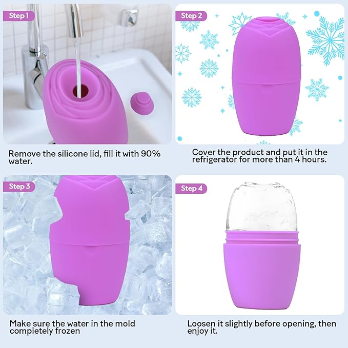 LATME Ice Cube Roller for Face Eyes,Reusable Silicone Ice Mold,Womens Gifts,Face Massager Roller Puffiness Migraine Pain Relief and Minor Injury-Velvo Beauty