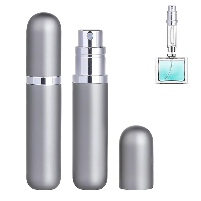 Travel Refillable Perfume Atomizer Bottle 2-Pack 5ml Leakproof Travel Perfume Refillable Bottle (Gray & Gray)-Velvo Beauty