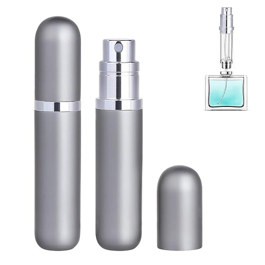 Travel Refillable Perfume Atomizer Bottle 2-Pack 5ml Leakproof Travel Perfume Refillable Bottle (Gray & Gray)-Velvo Beauty