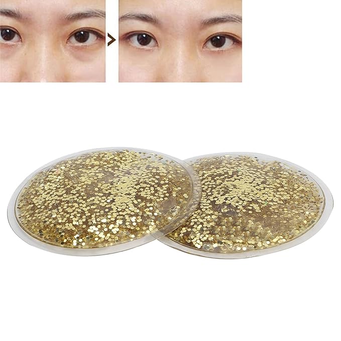 Gel Eye Pack, Hot Cold Compress Eye Gel Ice Packs Reusable Cooling Eye Cover for Dark Circles Puffiness Cold Eye Girl Women(Gold)-Velvo Beauty