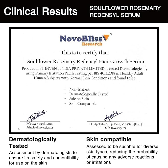 Soulflower Rosemary Redensyl Hair Growth Serum | 3% Redensyl, 4% Anagain, Melanogray, Caffeine, Biotin, Keratin, Tea Tree, Chia Seeds, Rice Water | Men, Women | 30 ml-Velvo Beauty