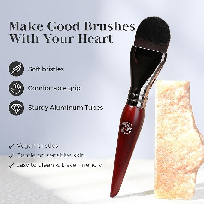 ENERGY Foundation Brush for Liquid Makeup DIY Facial Mask Premium Soft Bristles Contour Face Brush for Blending Liquid, Cream, Eye Mask, Under Eye Concealer Vegan Flat Cosmetic Makeup Tool-Velvo Beauty