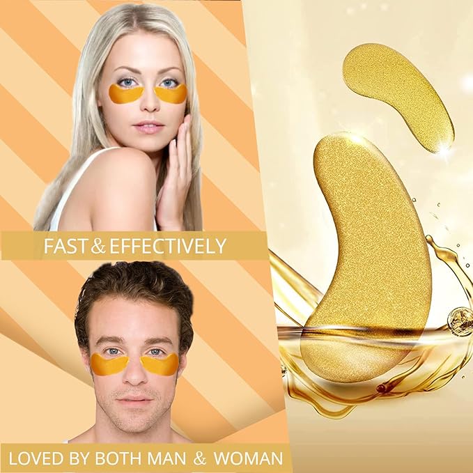 Golden Under Eye Patches for Puffy Eyes & Eye Bags & Wrinkles, Under Eye Patches for Dark Circles,Collagen for Eye Bags, Under Eye Collagen Patches-Velvo Beauty