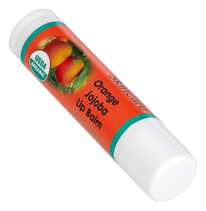 USDA Organic Orange Lip Balm 2 Pack - Over 70% Pure Organic Jojoba Oil, Organic Beeswax, Citrus Scent, Soothes and Softens Dry, Cracked, and Sensitive Lips, Natural Orange Scent No Taste 15 oz/4.6 g-Velvo Beauty