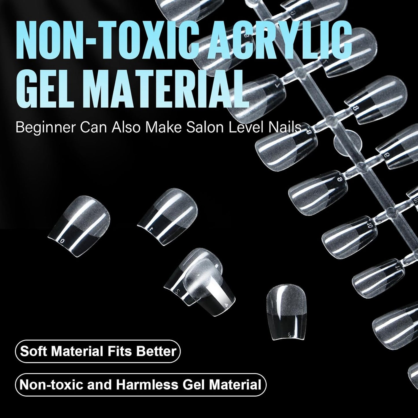 TOMICCA Extra Short Coffin Nail Tips 240Pcs 15 Sizes Full Cover Gel Nails, Soft Acrylic Gel Nail Tips for Nail Extension-Velvo Beauty