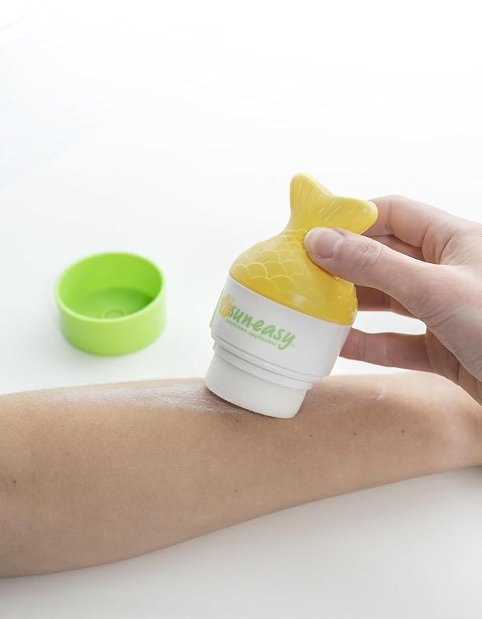 YAYA ORGANICS Sun-Easy Sunscreen Applicator, Refillable Roll-On with Sponge for Kids and Babies, Fun, Fast and Mess-Free application, Holds 80 ml, Fish/Blue Cap-Velvo Beauty