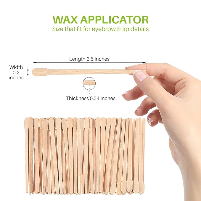 Mibly 500 Pcs Wooden Wax Sticks - Eyebrow, Lip, Nose Small Waxing Applicator Sticks for Hair Removal and Smooth Skin - Spa and Home Usage-Velvo Beauty
