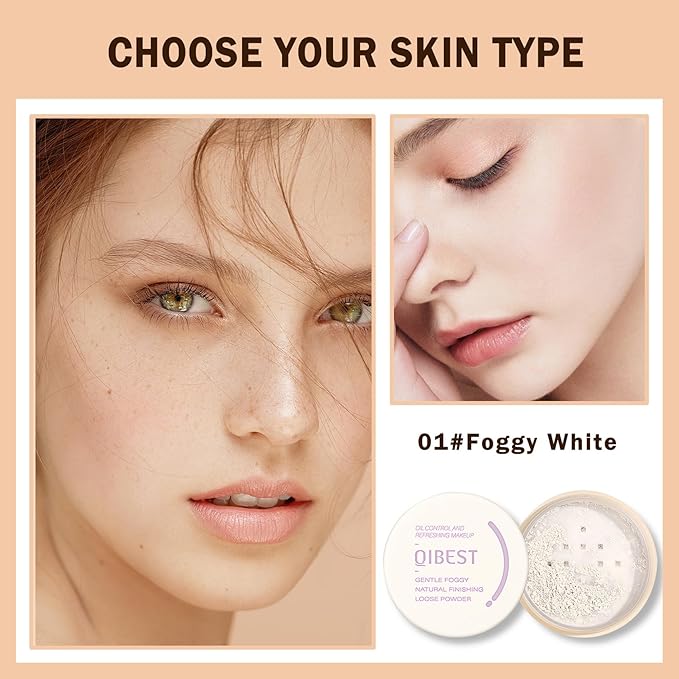 Setting Powder Loose Face Powder Lightweight Soft Smooth Brighten Minimizes Pores Long Lasting Oil Control Loose Powder Makeup For Matte Flawless Finish 01#Foggy White-Velvo Beauty