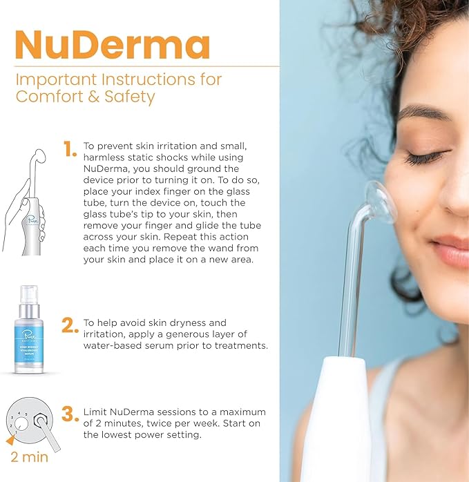 Pure Daily Care NuDerma Handheld Skin Therapy Wand Machine w/Neon – Anti-Aging - Skin Tightening - Wrinkle Reducing - Dark Circles – Clarifying - Hair & Scalp Stimulator-Velvo Beauty