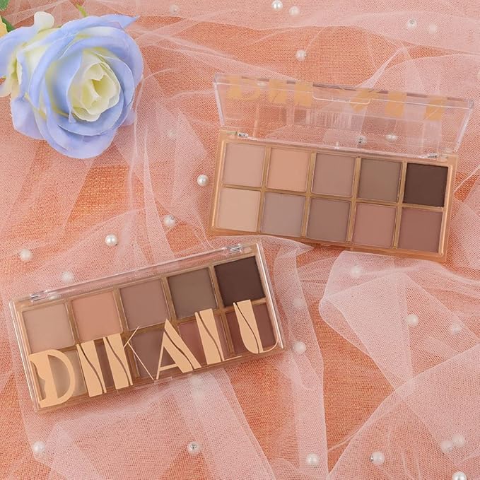 evpct 10 Colors Matte Nude Eye Shadow Palette Makeup for Older Women, Nude Brown Pink Cocoa Taupe Mauve Neutral Matte Cream Smokey Mini Eyeshadow Palette for Blue Green Eyes, Contour Makeup Palettes 5-Velvo Beauty