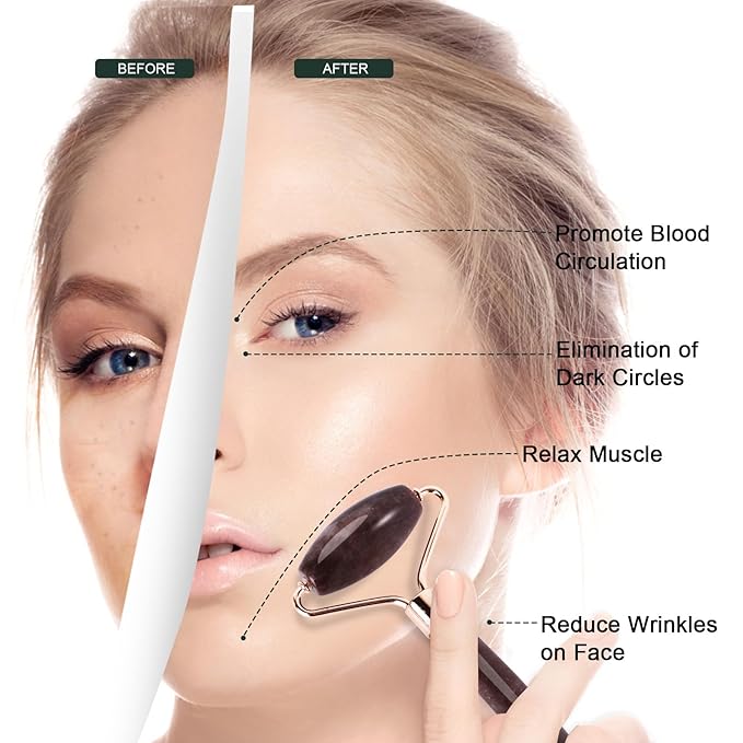 Jade Roller for Face, Facial Roller Massager Skin Care Tool, Gua Sha Facial Tools for Face, Neck, Eyes, Reduce Puffiness of The Skin(Purple)-Velvo Beauty