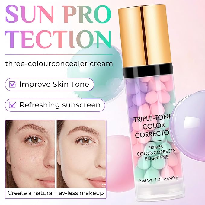 Primer for Face Before Makeup, 3 In 1 One Step Color Corrector Primer, SPF 50 PA+ Sunscreen Isolation Cream, Hydrating, Oil Control Facial Serum Even Skin Tone, Water-Resistant & Sweat-Proof-Velvo Beauty