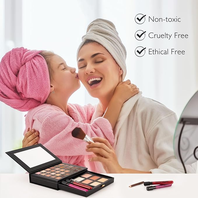 All in One Makeup Kit,Makeup Palette Includes 30 Color Eyeshadow, 2 Color Highlighter，2 Color Pressed Powder，2 Color Blusher，2 Pcs lip gloss，1 Pcs Eyepencil, Mirror,Makeup Gift Set for Women (017N)-Velvo Beauty