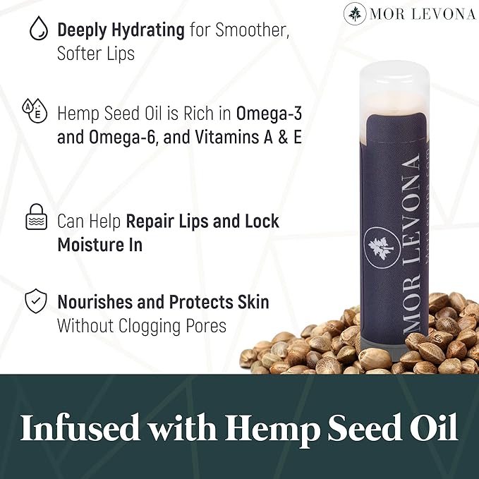 Organic Hemp Lip Balm - USDA Certified Organic All Natural Lip Balm - Hemp Lip Moisturizer Soothes, Hydrates, Nourishes, and Protects Dry, Chapped Lips - Natural Vanilla Flavor (3-Pack)-Velvo Beauty