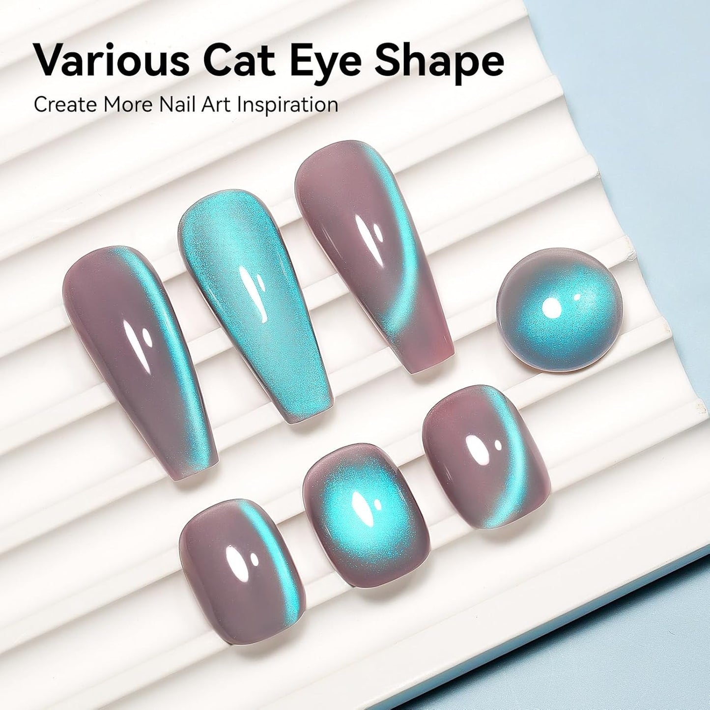 Cat Eye Gel Polish, Glass Blue Glitter Cateye Magnetic Nail Polish Magic Holographic Effect, UV Gel Sparkle Crystal Jelly Color Manicure for Nail Salon DIY At Home-Velvo Beauty
