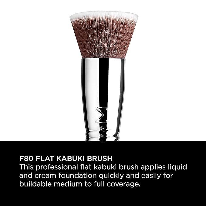 Sigma Beauty F80 Flat Kabuki Brush – Flat Top Kabuki Foundation Brush and Professional Grade Makeup Brush with Ultra-Soft Fibers for Blending Liquid & Cream Makeup Products (Black, 1pc)-Velvo Beauty