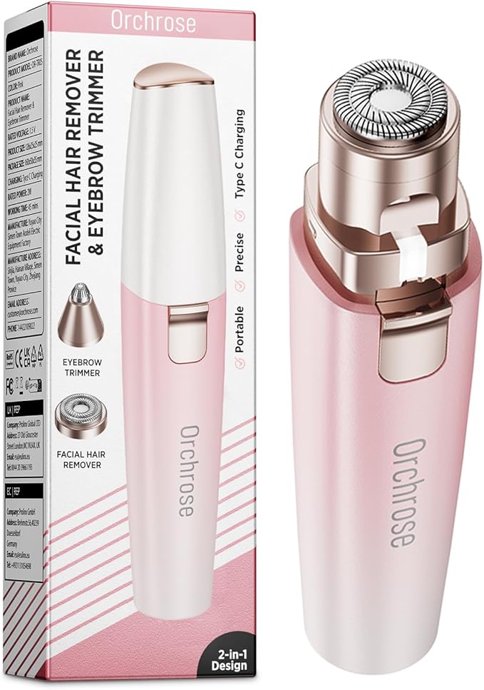 Rechargeable Facial Hair Remover for Women: 2-in-1 Device for Shaping Eyebrows and Removing Face Peach Fuzz (Gradient Pink)-Velvo Beauty