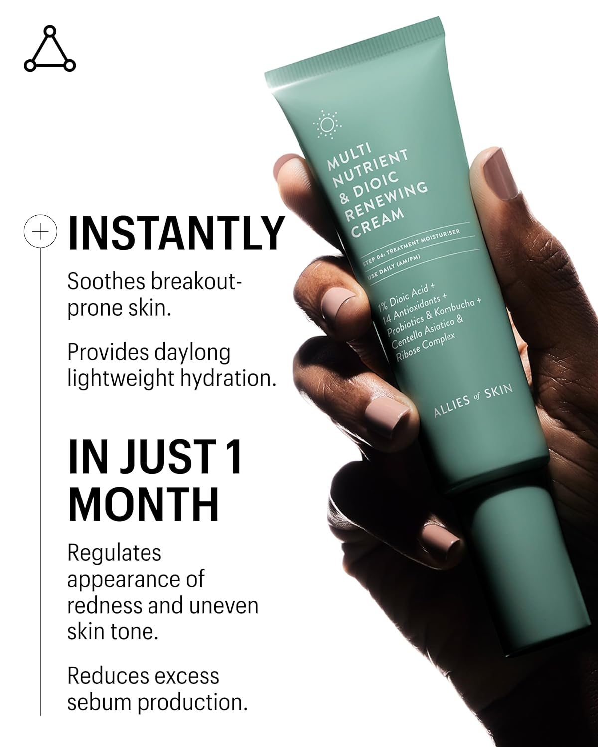 Allies of Skin Multi Nutrient & Dioic Renewing Cream: Moisturizer with Dioic Acid, 14 Antioxidants, Probiotics & Centella Asiatica. Targets Imperfections, Brightens & Protects Skin 1.7 oz / 50 ml-Velvo Beauty