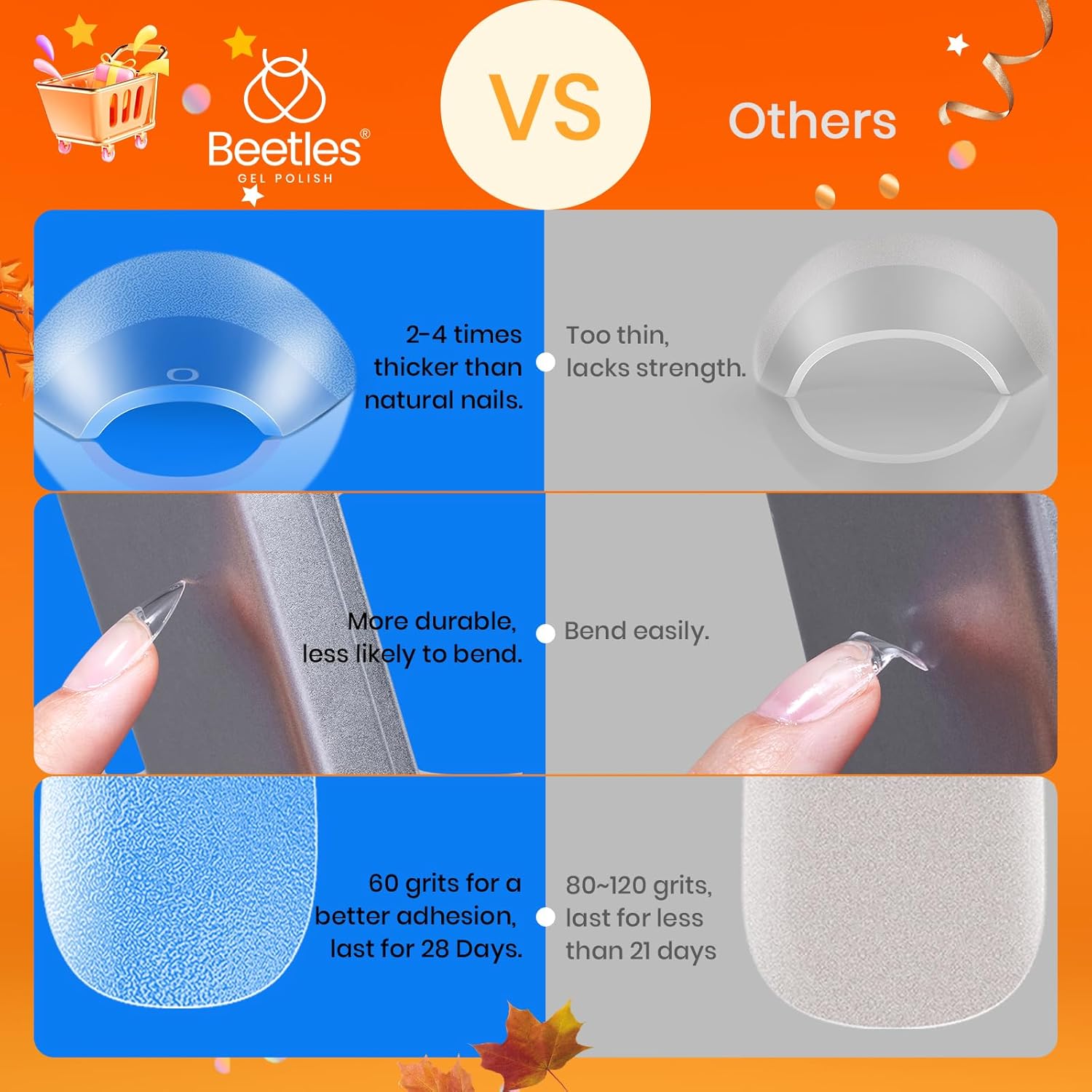 Beetles Gel Nail Tips 576Pcs Pre-shape Short Almond Etch-X Nail Tips,12 Sizes Soft Nail Tips Half Matte False Nails for Fall Nails Full Cover Press On Nail Nail Extensions Set for Women-Velvo Beauty