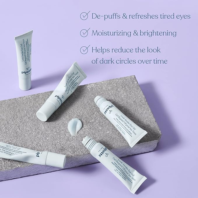 Pipette Look Awake Eye Gel - Eye Roller for Puffiness, Wrinkles, Dark Circles under Eye Treatment for Women, Unique Peptide Formula with Moisturizing Squalane, Hypoallergenic, 0.5 fl oz-Velvo Beauty